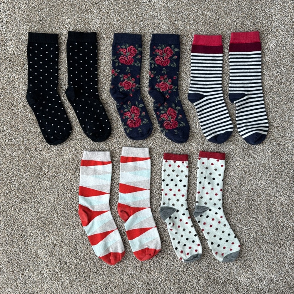 Patterned Crew Socks (5)